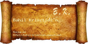 Bahil Krisztián névjegykártya